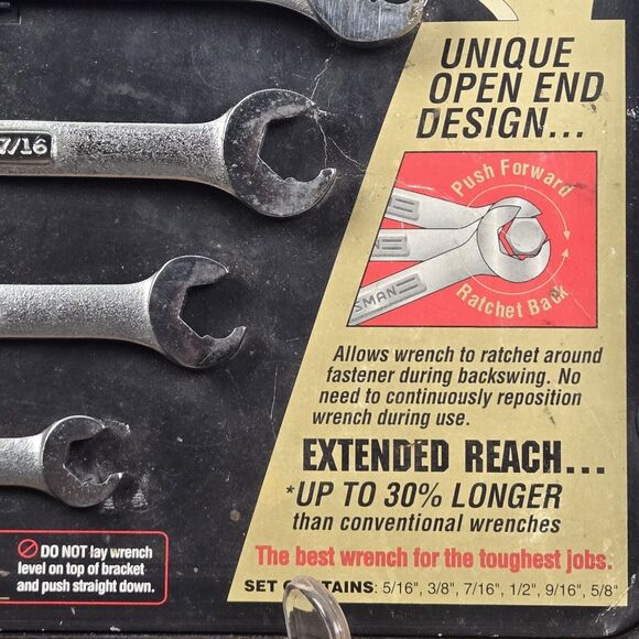 Vintage Craftsman 6 Pc Professional Quick Wrench Set SAE 42356 USA Made 5/8-5/16 - Picture 14 of 16